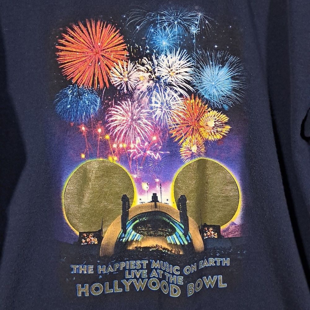 Disney Hollywood Bowl 2005 T-Shirt Blue Medium Fireworks Mickey Mouse Disneyland - Picture 7 of 11